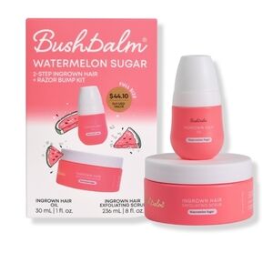 Bushbalm Ingrown Hair Oil Scrub Set Watermelon Sugar New BNIB